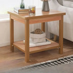 Minimalist Black Wood End Table with Storage for Living Room