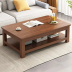 Minimalist Black Wood End Table with Storage for Living Room