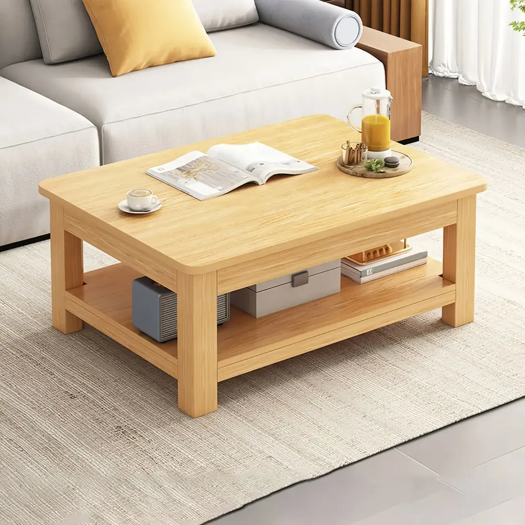 Minimalist Black Wood End Table with Storage for Living Room