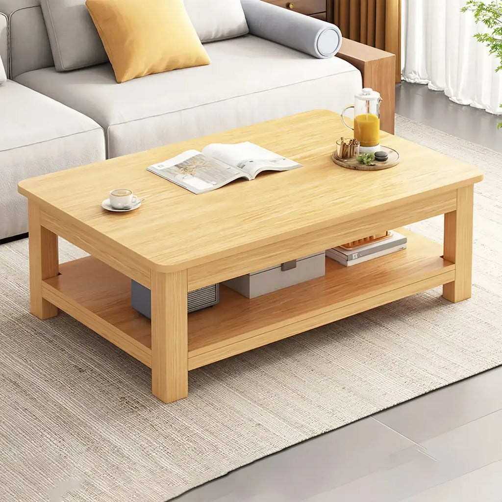 Minimalist Black Wood End Table with Storage for Living Room
