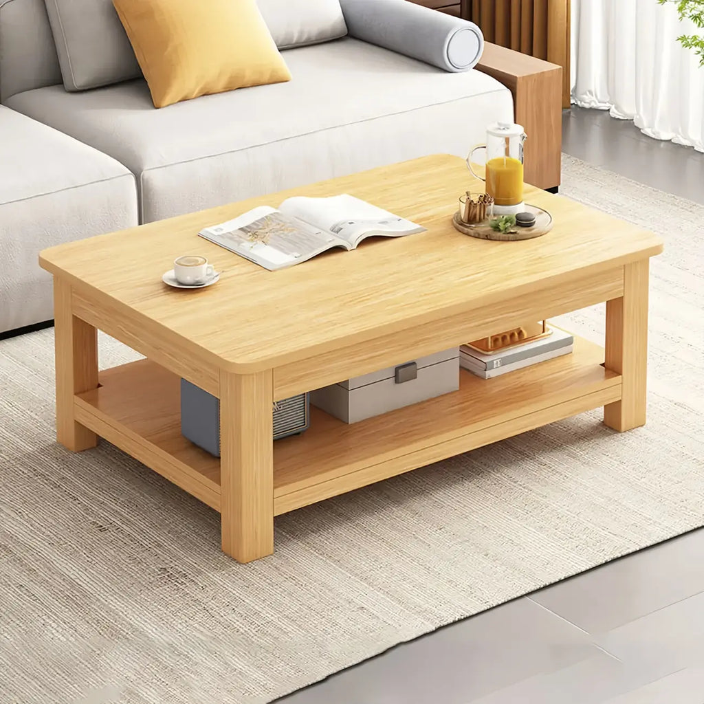 Minimalist Black Wood End Table with Storage for Living Room