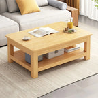 Minimalist Black Wood End Table with Storage for Living Room