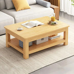 Minimalist Black Wood End Table with Storage for Living Room