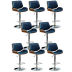 Elegant Wood Leather Red Swivel Adjustable Bar Stool