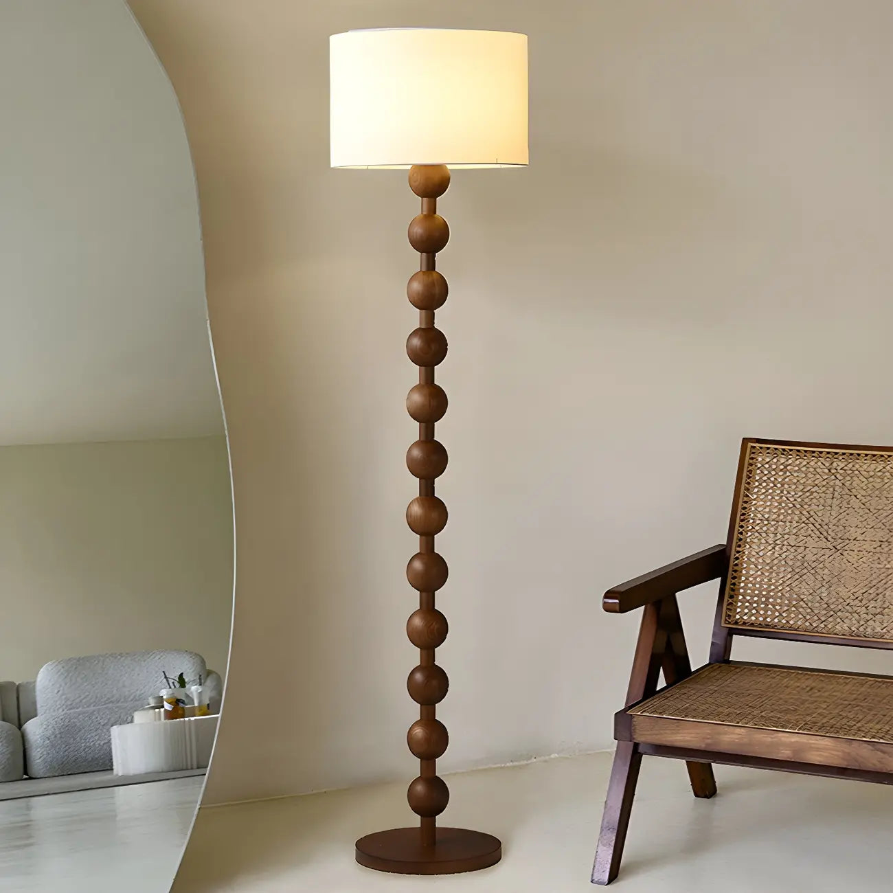 63 Traditional Standing Floor Lamp with Fabric Shade for Home