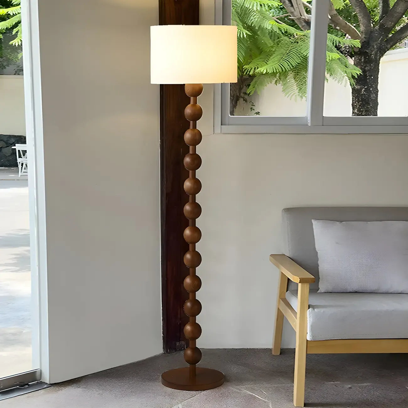 63 Traditional Standing Floor Lamp with Fabric Shade for Home