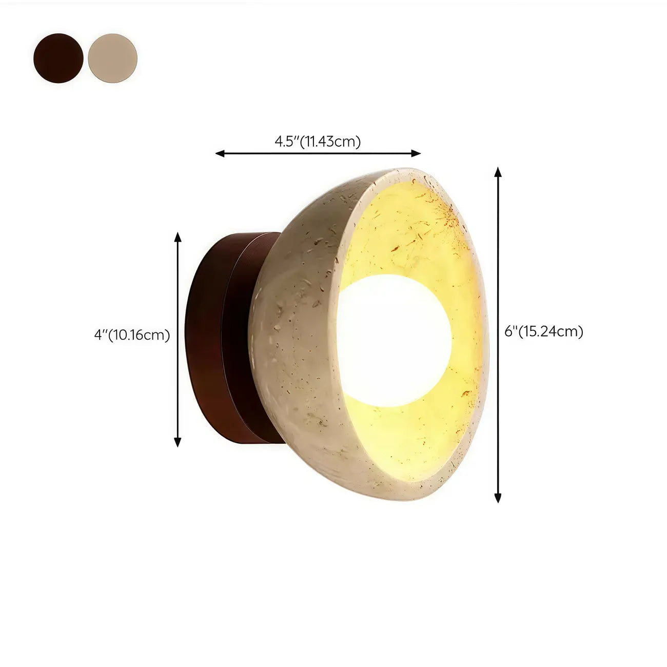 Rustic Stone Shade Adjustable Wooden Swing Arm Wall Light