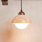 Rustic Stone Shade Adjustable Wooden Swing Arm Wall Light