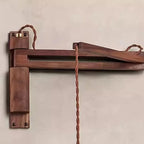 Rustic Stone Shade Adjustable Wooden Swing Arm Wall Light