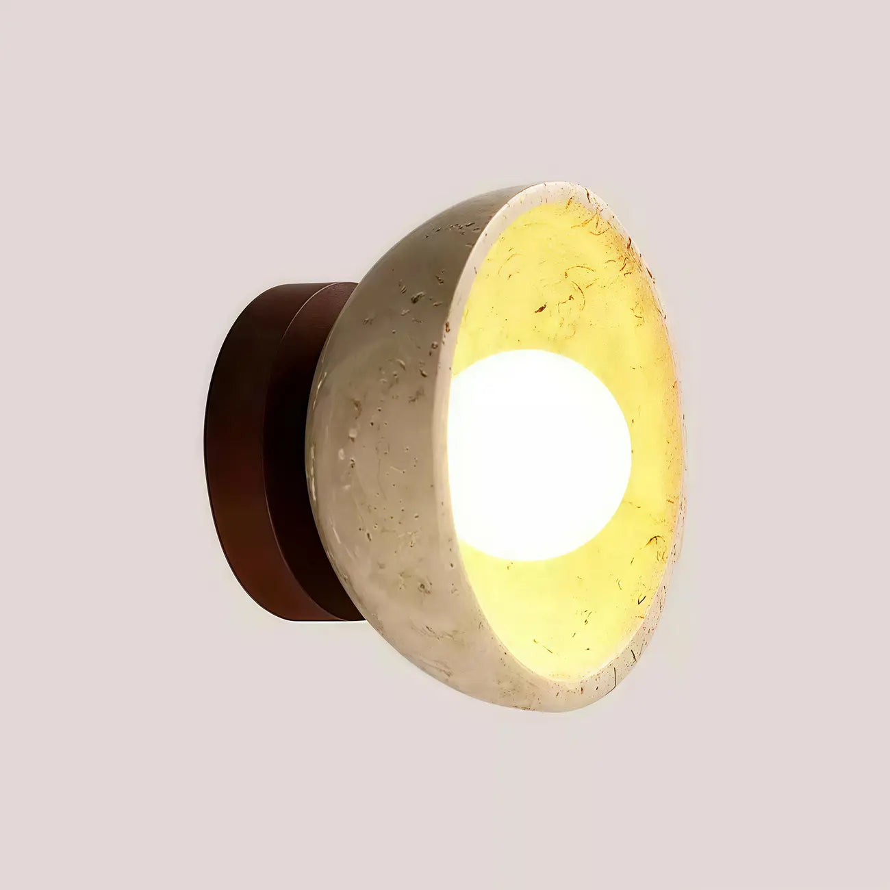 Rustic Stone Shade Adjustable Wooden Swing Arm Wall Light
