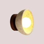 Rustic Stone Shade Adjustable Wooden Swing Arm Wall Light