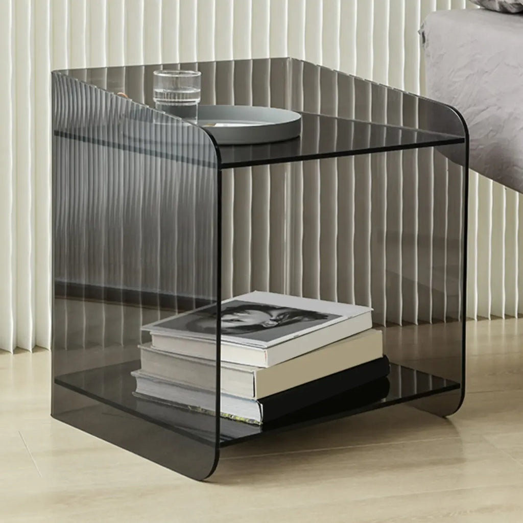 Bedroom Tan Acrylic Open Storage Small Nightstand