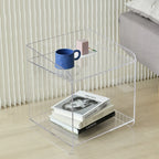 Bedroom Tan Acrylic Open Storage Small Nightstand