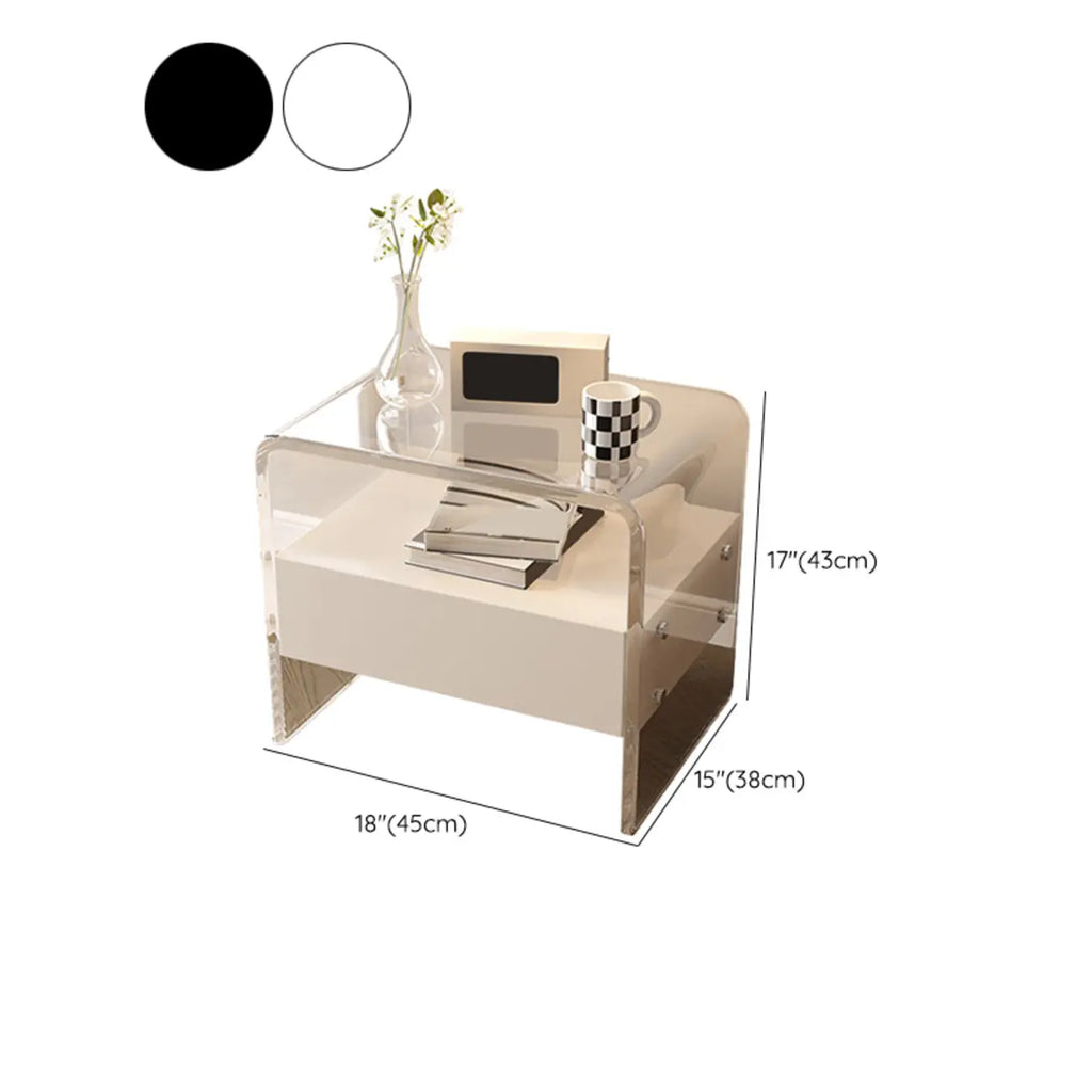 Clear White Acrylic Frame Drawer Storage Nightstand