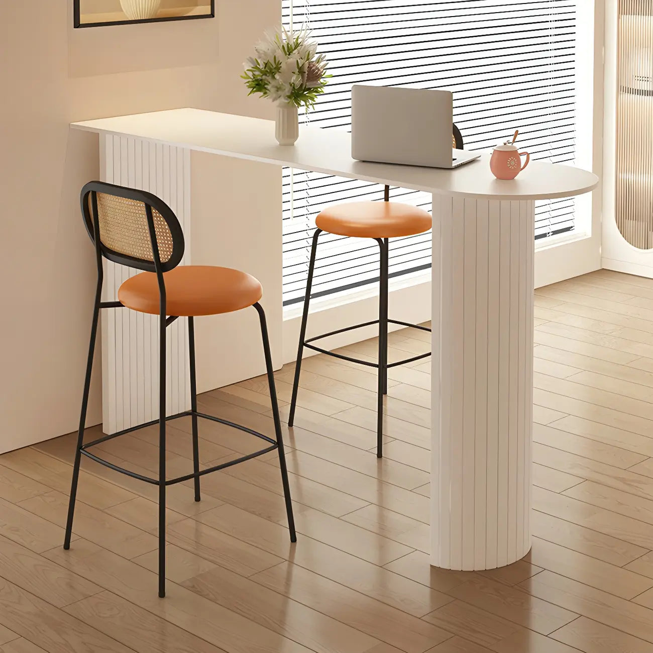 Modern Stone White Steel Base Bar Table for Living Room