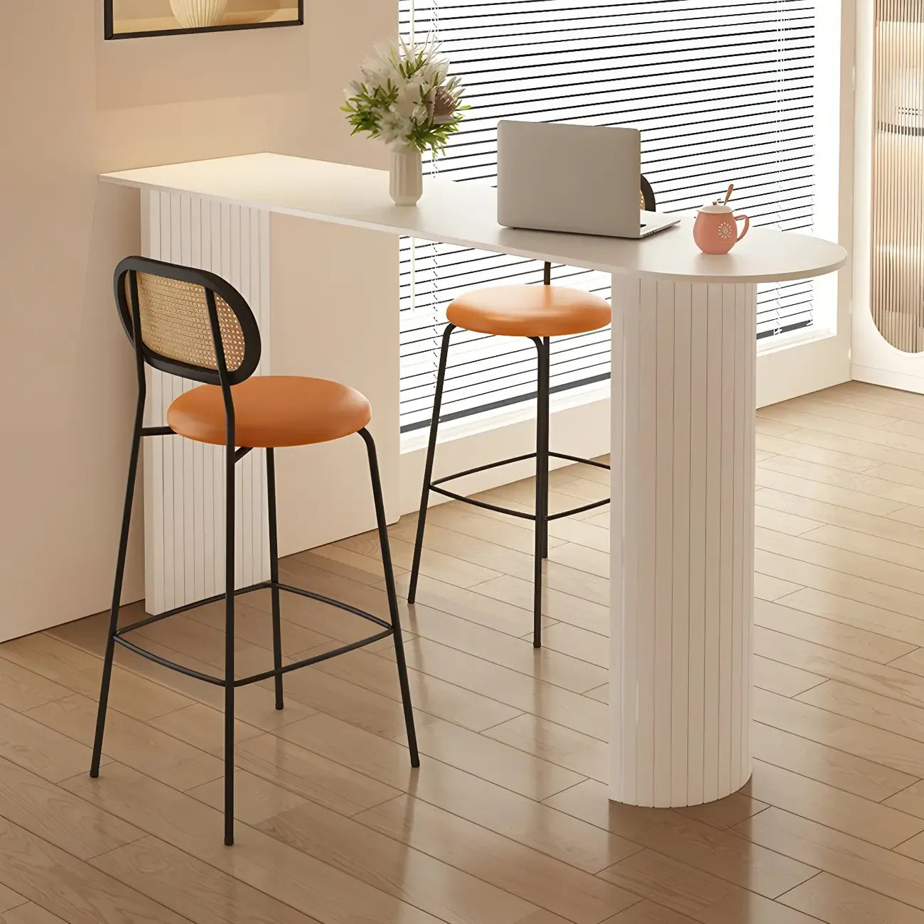 Modern Stone White Steel Base Bar Table for Living Room