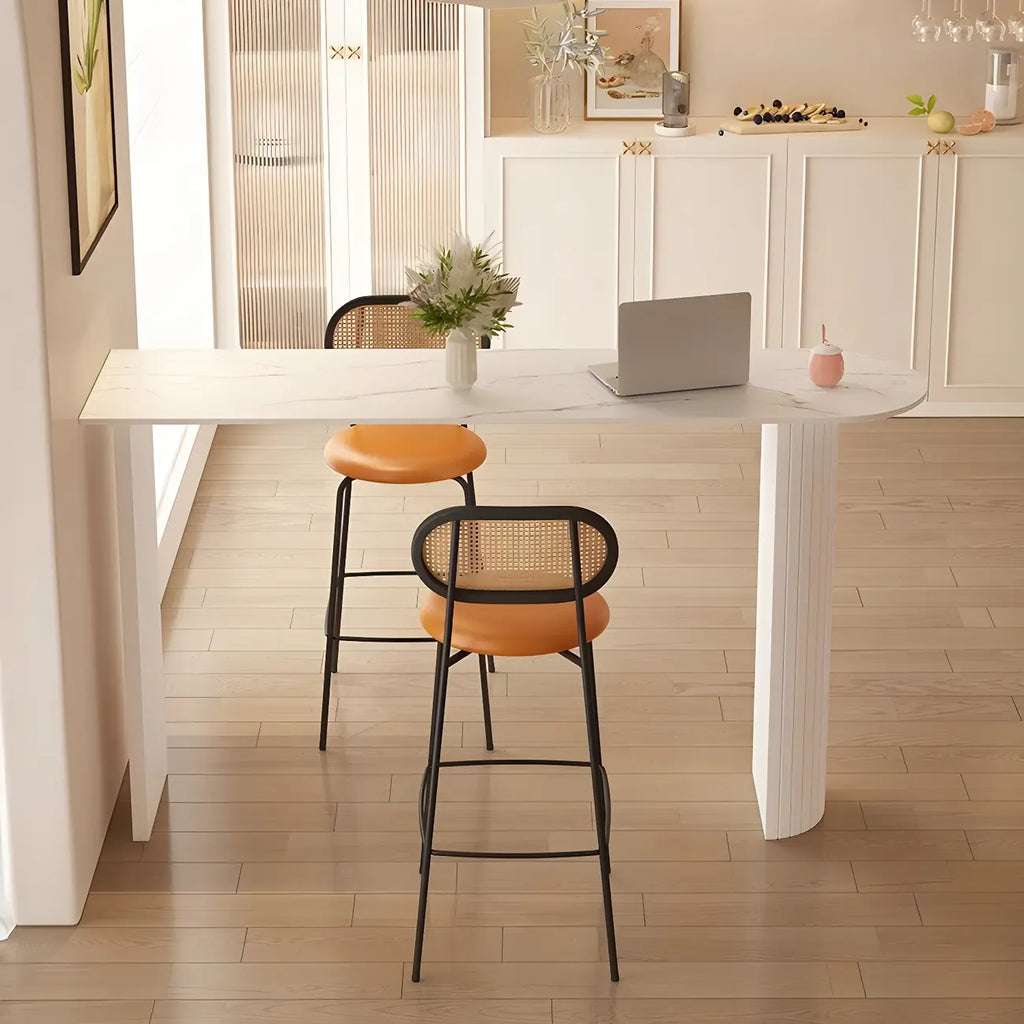 Modern Stone White Steel Base Bar Table for Living Room