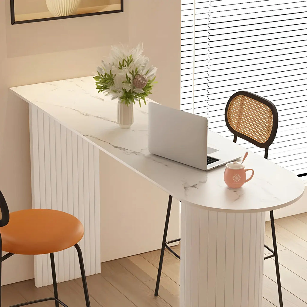 Modern Stone White Steel Base Bar Table for Living Room