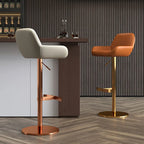 Minimalist Leather Swivel Bar Stools with Low Back for Kitchen
