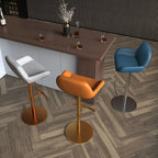 Minimalist Leather Swivel Bar Stools with Low Back for Kitchen