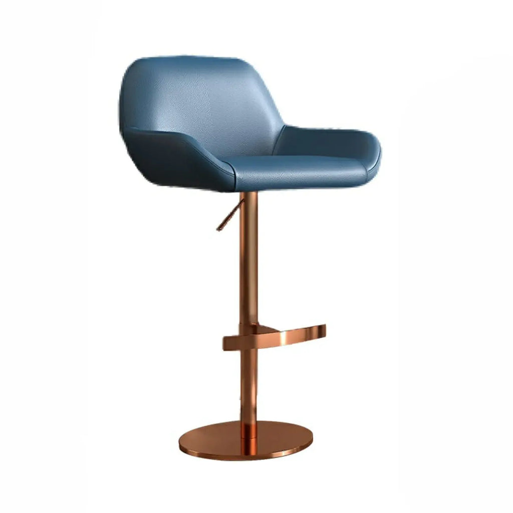 Minimalist Leather Swivel Bar Stools with Low Back for Kitchen