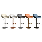 Minimalist Leather Swivel Bar Stools with Low Back for Kitchen