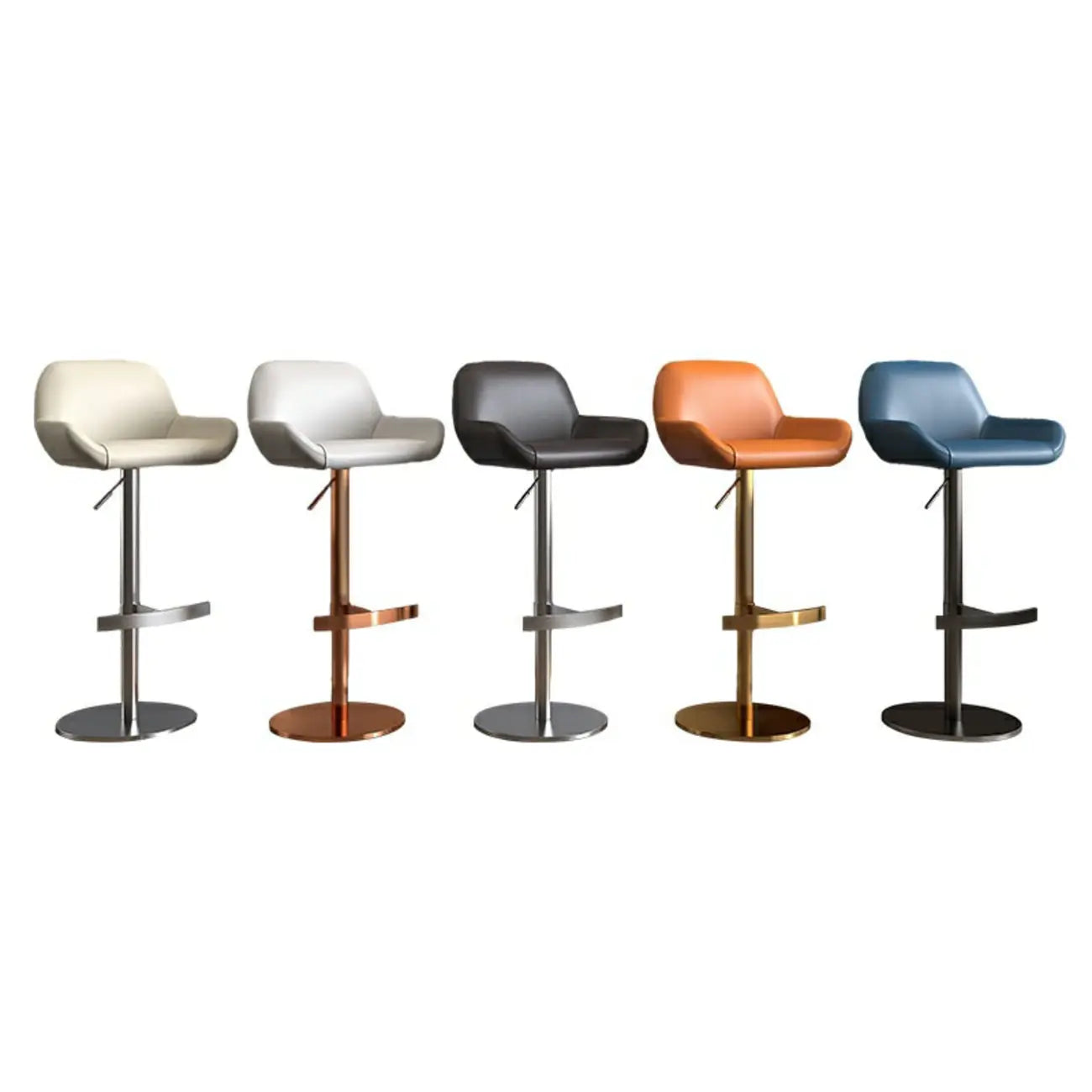 Minimalist Leather Swivel Bar Stools with Low Back for Kitchen