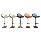 Minimalist Leather Swivel Bar Stools with Low Back for Kitchen