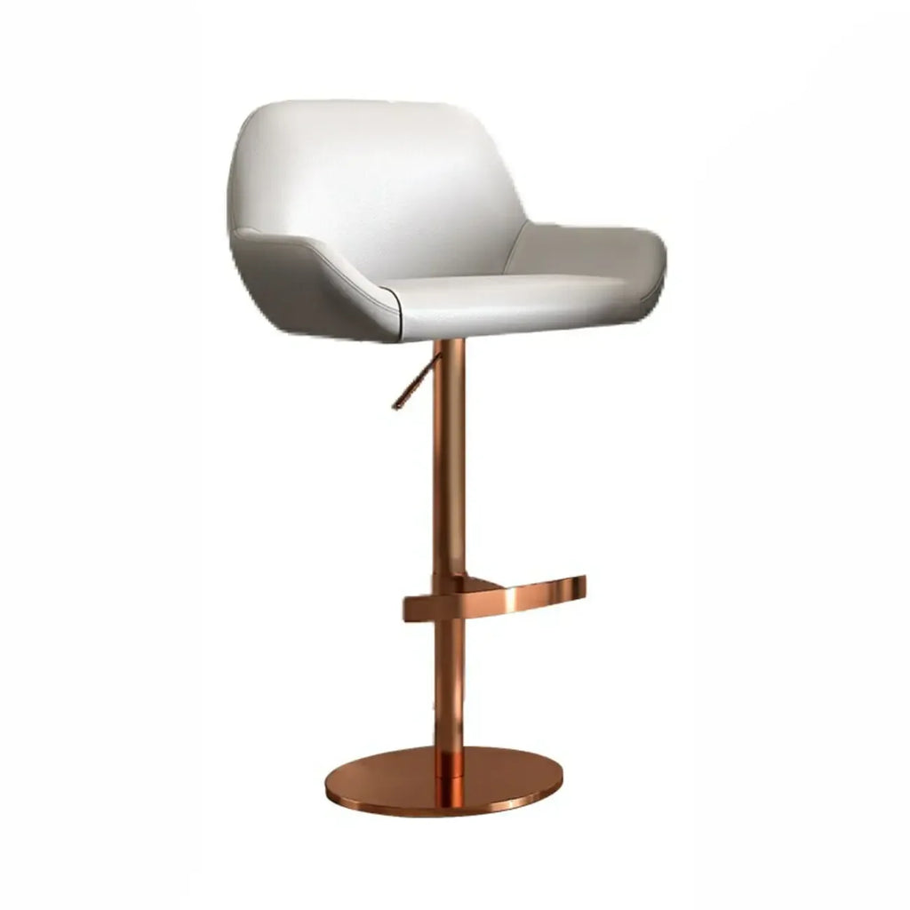 Minimalist Leather Swivel Bar Stools with Low Back for Kitchen
