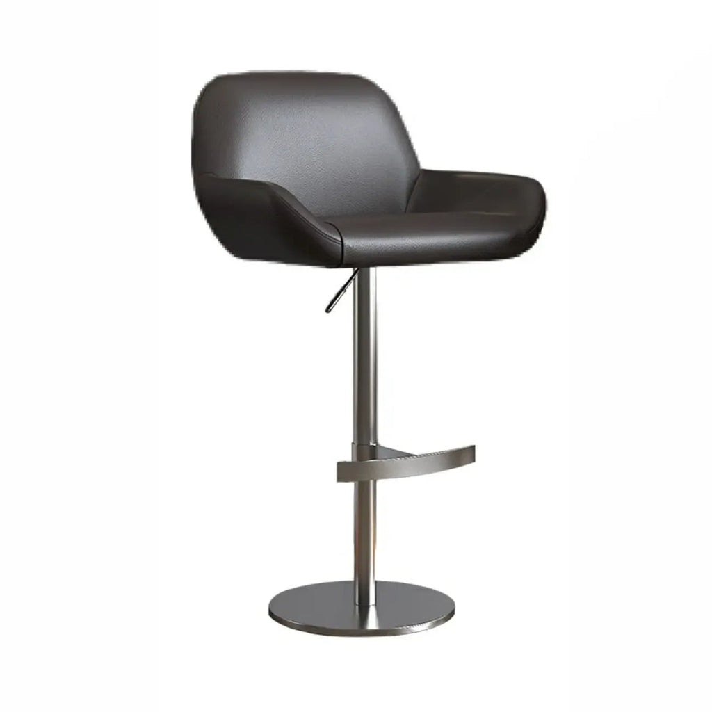 Minimalist Leather Swivel Bar Stools with Low Back for Kitchen