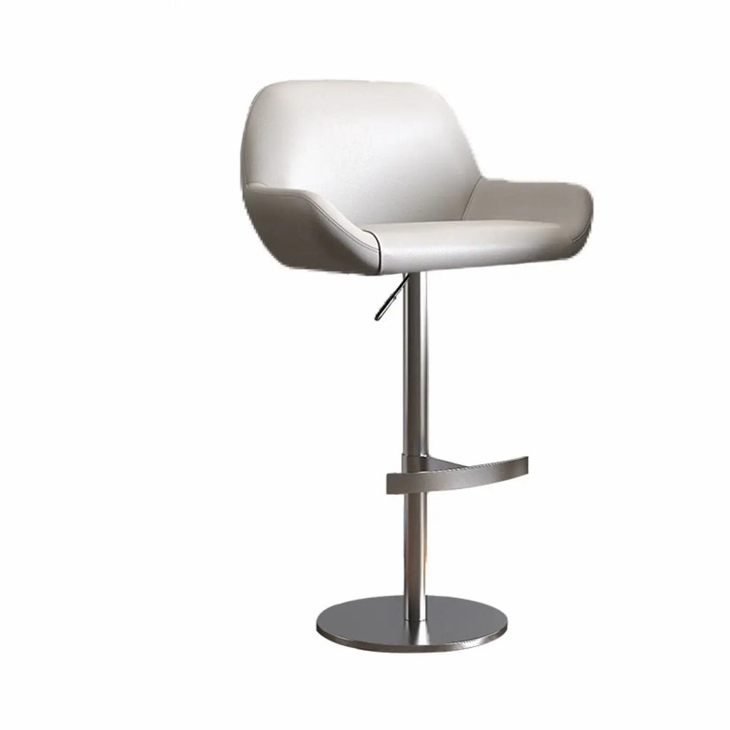 Minimalist Leather Swivel Bar Stools with Low Back for Kitchen