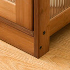 Narrow Adjustable Scandinavian Bamboo Glass Curio Cabinet
