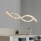 Dimmable LED Wavy Crystal Island Pendant Light for Kitchen