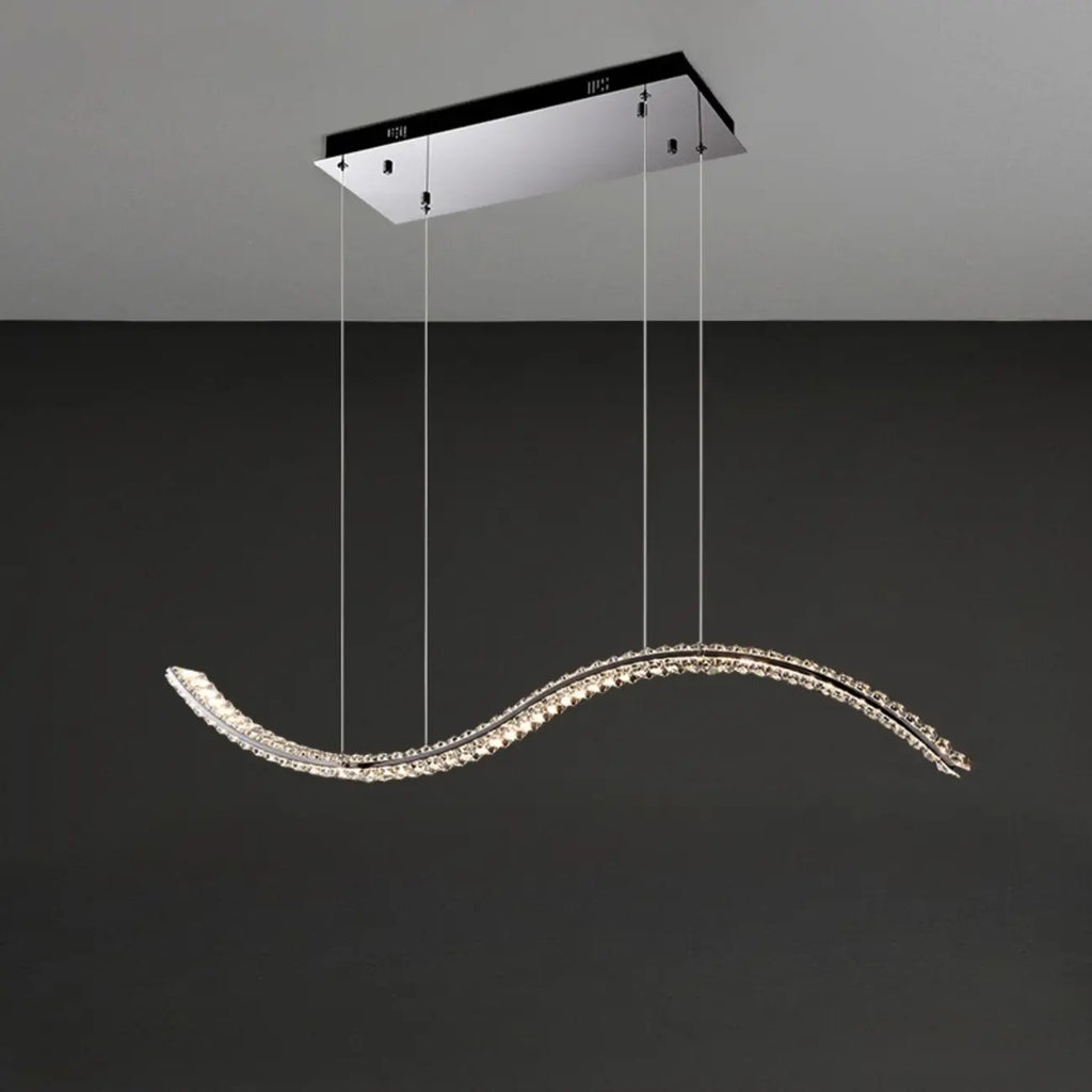 Dimmable LED Wavy Crystal Island Pendant Light for Kitchen