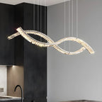 Dimmable LED Wavy Crystal Island Pendant Light for Kitchen