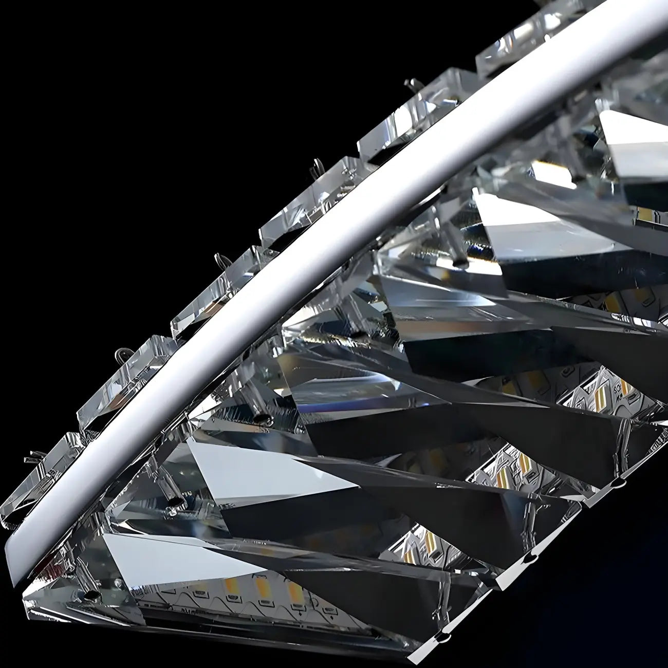 Dimmable LED Wavy Crystal Island Pendant Light for Kitchen