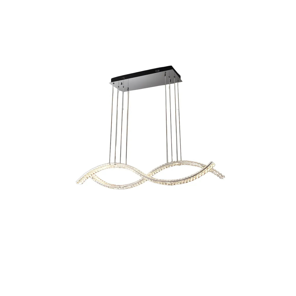 Dimmable LED Wavy Crystal Island Pendant Light for Kitchen