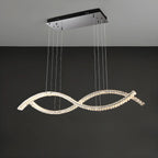 Dimmable LED Wavy Crystal Island Pendant Light for Kitchen