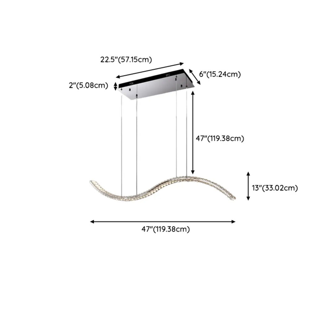 Dimmable LED Wavy Crystal Island Pendant Light for Kitchen