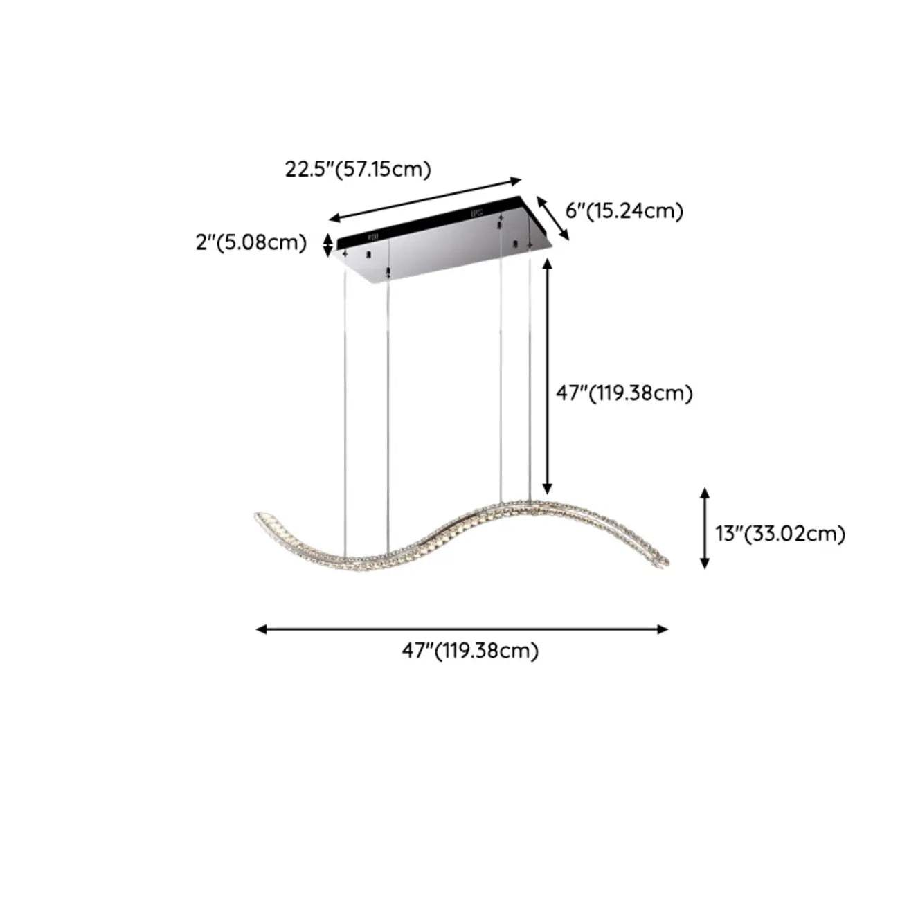 Dimmable LED Wavy Crystal Island Pendant Light for Kitchen