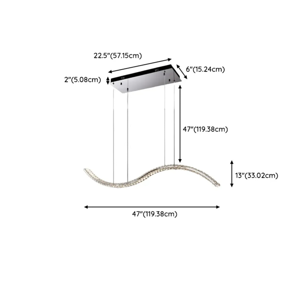 Dimmable LED Wavy Crystal Island Pendant Light for Kitchen