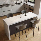 Modern Gloss White Stone Black Wood Sled Bar Tables