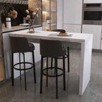 Modern Gloss White Stone Black Wood Sled Bar Tables