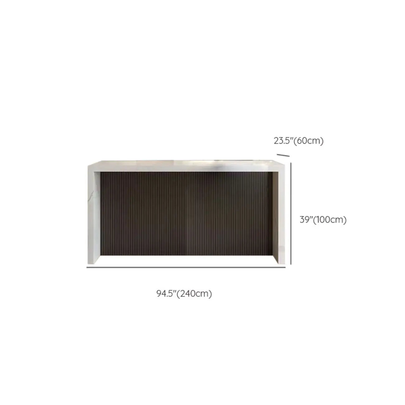Modern Gloss White Stone Black Wood Sled Bar Tables