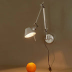 Industrial Silver Aluminum Adjustable Swing Arm Wall Light