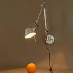 Industrial Silver Aluminum Adjustable Swing Arm Wall Light