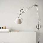 Industrial Silver Aluminum Adjustable Swing Arm Wall Light