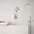 Industrial Silver Aluminum Adjustable Swing Arm Wall Light