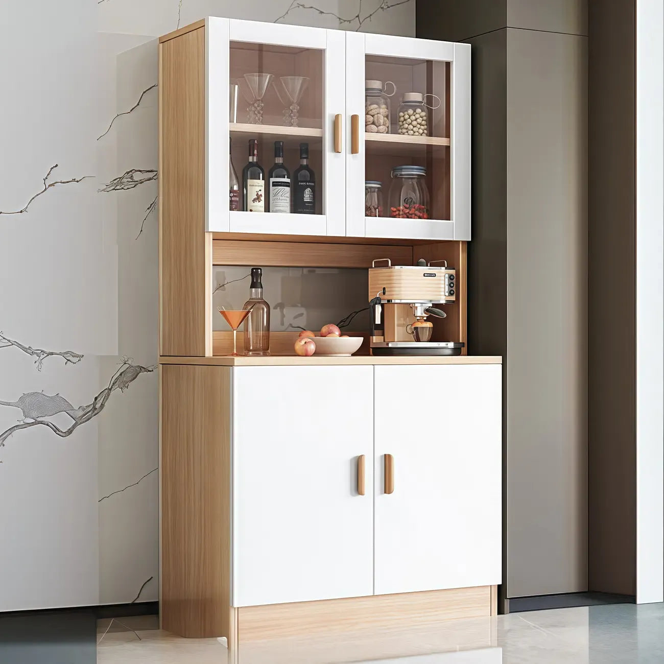 Large Wooden Acrylic Display Storage Adjustable Buffet Cabinet