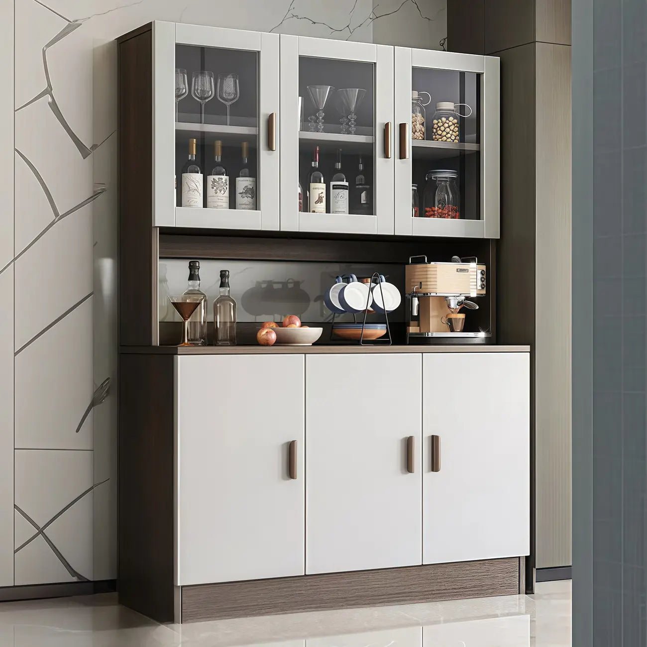 Large Wooden Acrylic Display Storage Adjustable Buffet Cabinet